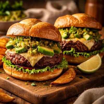 Image of Chile Sirloin Burgers with Salsa Verde
