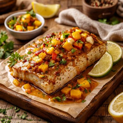 Image of Chilean Fish with Honey Mango Sauce
