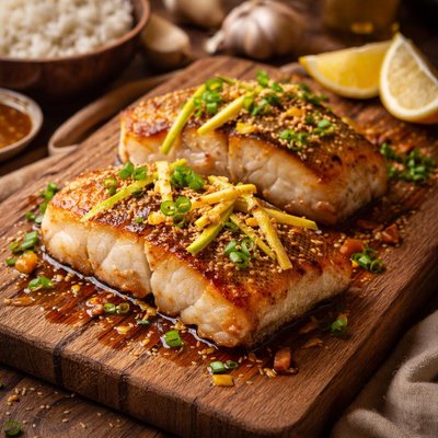 Image of Chilean Sea Bass with Ginger and Lemon