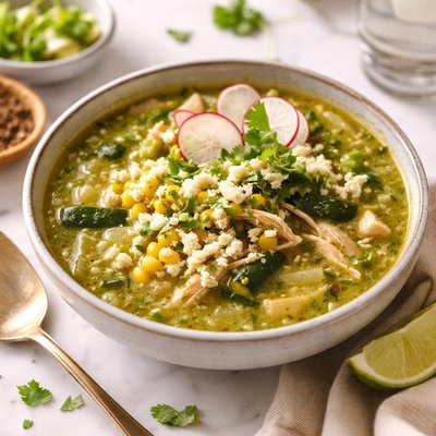Image of Chileatole Green Chile Soup with Corn Slow Cooker