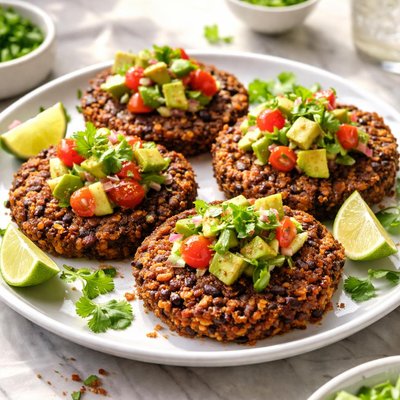 Image of Chili Bean Cakes with Avocado Salsa