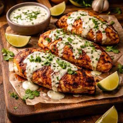 Image of Chili Powder Chicken with Cilantro Cream