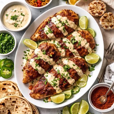 Image of Chili Rubbed Chicken with Roasted Garlic Sauce