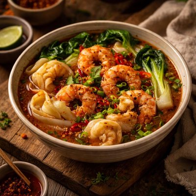 Image of Chili Spiced Shrimp Wonton Soup