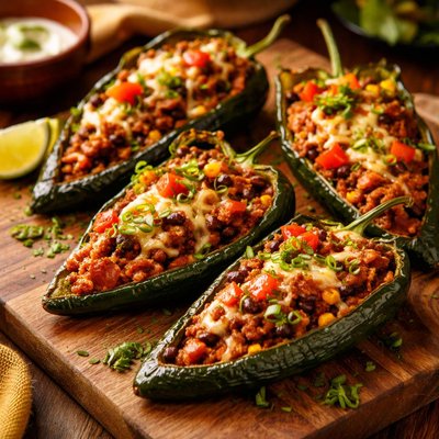 Image of Chili Stuffed Poblano Peppers