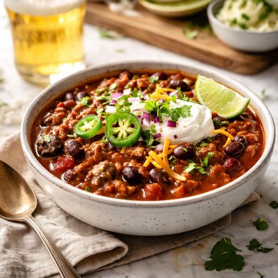 Image of Chili with Beans and Beer Crock Pot