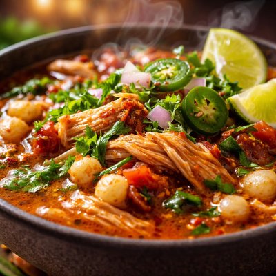 Image of Chilied Chicken and Hominy Soup