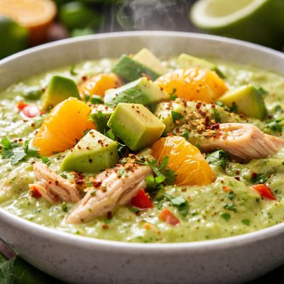 Image of Chilled Avocado Orange Chicken Soup