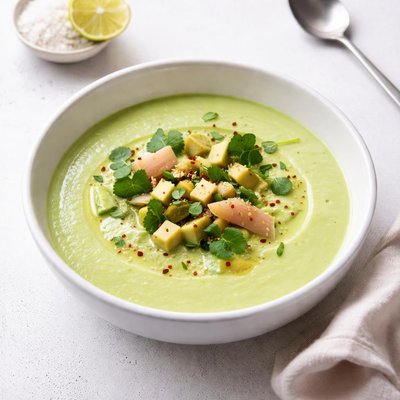 Image of Chilled Avocado Soup with Ginger and Lime