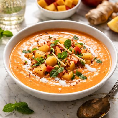 Image of Chilled Peachy Ginger Soup Low Fat