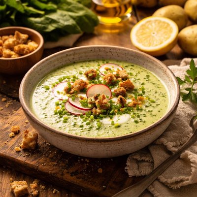 Image of Chilled Spinach Potato Soup with Buttermilk