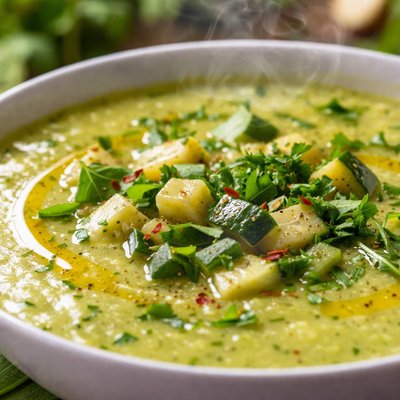 Image of Chilled Summer Squash Soup with Fresh Herbs