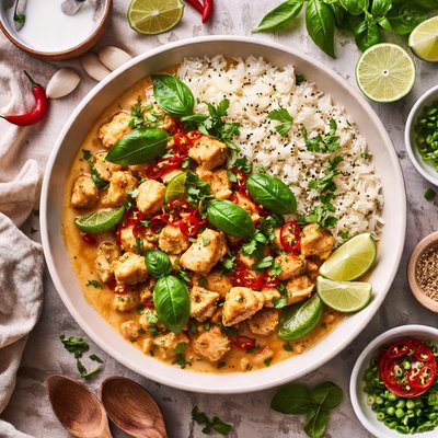 Image of Chilli Chicken with Basil Coconut Cream
