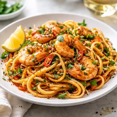 Image of Chilli Prawn Linguine