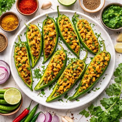 Image of Chillies Filled with Potato Masala