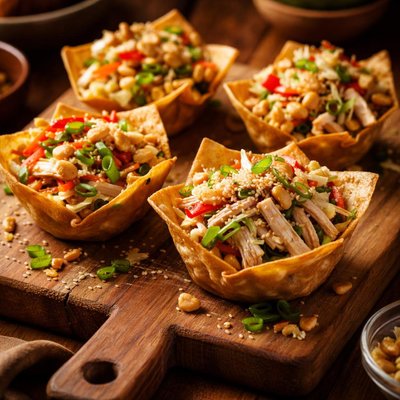 Image of Chinese Chicken Salad in Won Ton Baskets