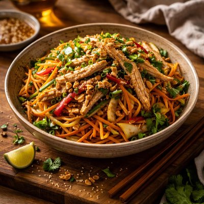 Image of Chinese Chicken Salad with Spicy Noodles and Sesame Sauce