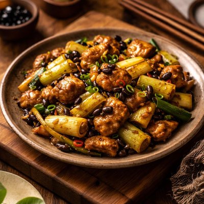 Image of Chinese Chicken with Leeks and Black Beans