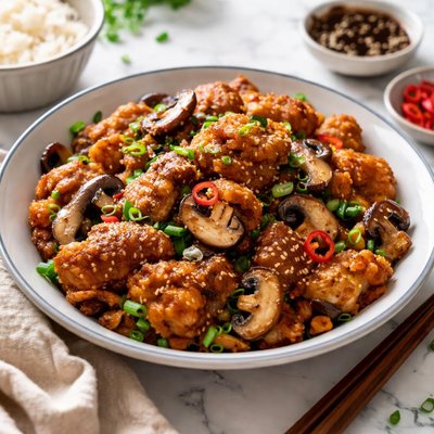 Image of Chinese Fried Chicken with Mushrooms