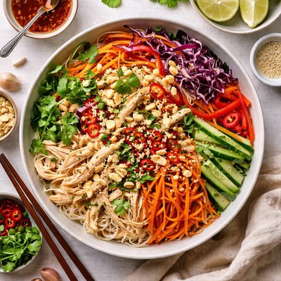 Image of Chinese Hot and Sour Chicken Noodle Salad