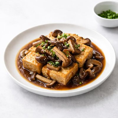 Image of Chinese Mushroom Smothered Bean Curd Aka Tofu