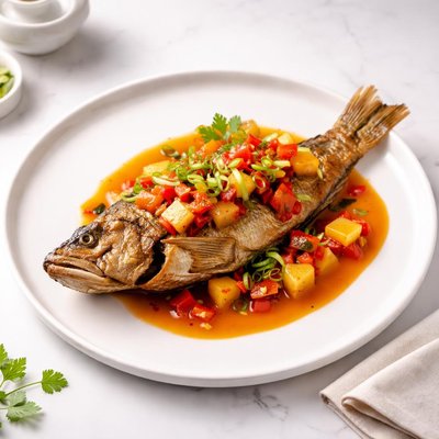 Image of Chinese New Year Whole Fish with Sweet and Sour Vegetables