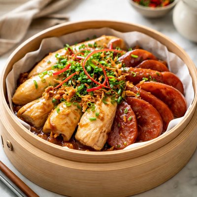Image of Chinese Steamed Chicken and Chinese Sausage