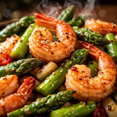 Image of Chinese Stir Fried Shrimp with Asparagus