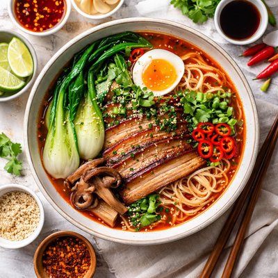 Image of Chinese Style Noodle and Pork Soup