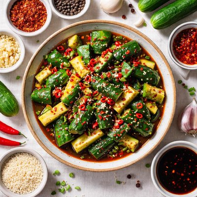 Image of Chinese Style Spicy Pickled Cucumbers