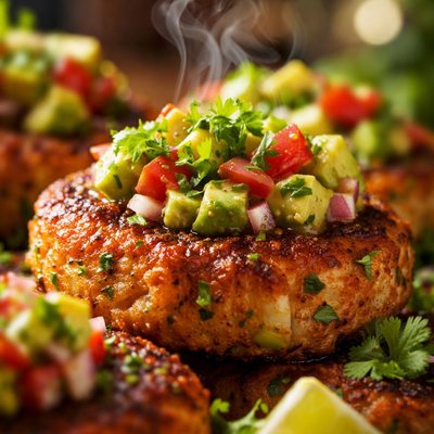 Image of Chipotle Fish Cakes with Guacamole Salsa