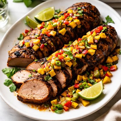 Image of Chipotle Marinated Pork Tenderloin with Grilled Mango Salsa