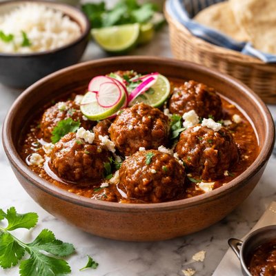 Image of Chipotle Meatballs El Naranjo Restaurant Oaxaca Mexico