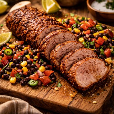 Image of Chipotle Pork Tenderloin with Black Bean Salsa
