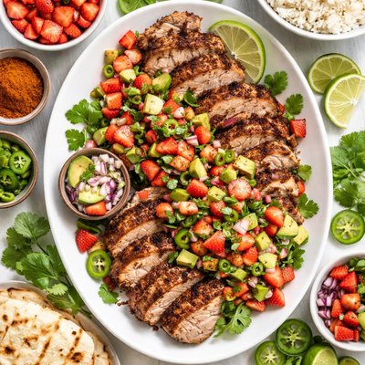 Image of Chipotle Pork with Strawberry Avocado Salsa