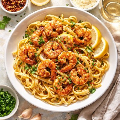Image of Chipotle Shrimp or Scallop Scampi with Fettuccine