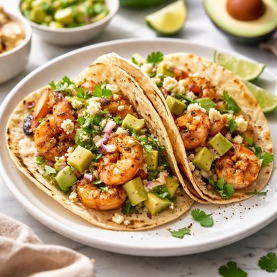 Image of Chipotle Shrimp Tacos with Avocado Salsa Verde