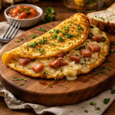 Image of Chive Omelette with Gruyere and Canadian Bacon