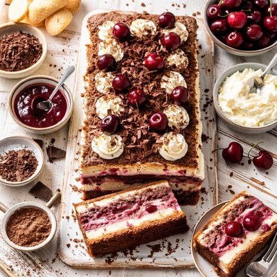 Image of Choc Cherry Tiramisu Ice Cream Cake
