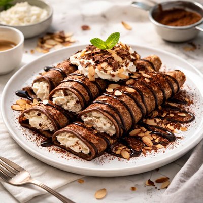 Image of Chocolate Almond Tiramisu Crepes