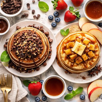 Image of Chocolate and Apple Pancake Stacks
