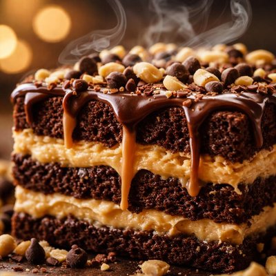 Image of Chocolate and Peanut Butter Ribbon Dessert