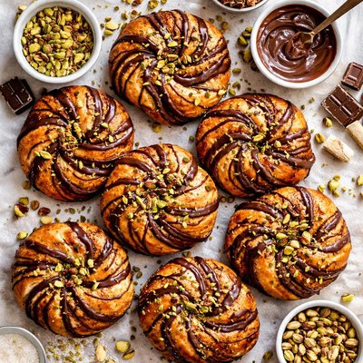 Image of Chocolate and Pistachio Whiligig Buns