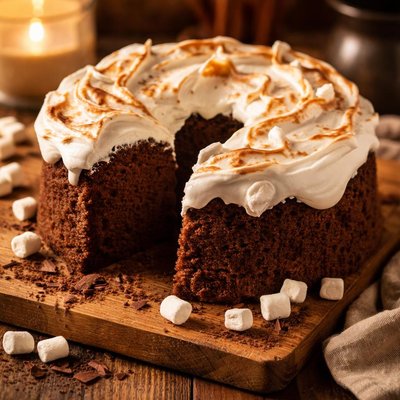 Image of Chocolate Angel Food Cake with Marshmallow Frosting