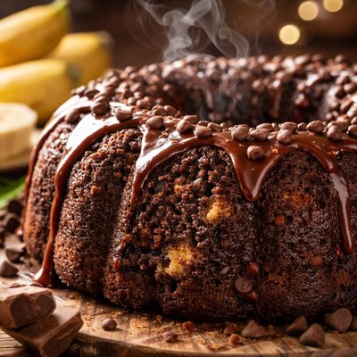 Image of Chocolate Banana Chocolate Chip Bundt Cake