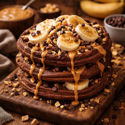 Image of Chocolate Banana Peanut Butter Waffles Cbpbwaffles