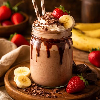 Image of Chocolate Banana Strawberry Milk Shake