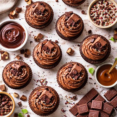 Image of Chocolate Bar Filled Chocolate Cupcakes