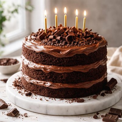Image of Chocolate Birthday Cake and Double Chocolate Sour Cream Frosting
