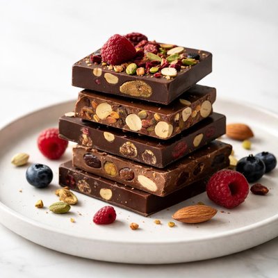 Image of Chocolate Blocks with Fruits and Nuts